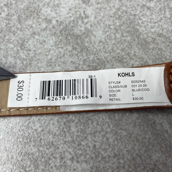 Sonoma Brown Thin Faux Vegan Leather Blue Green Yellow Fabric Pattern Large NWT - Picture 7 of 7